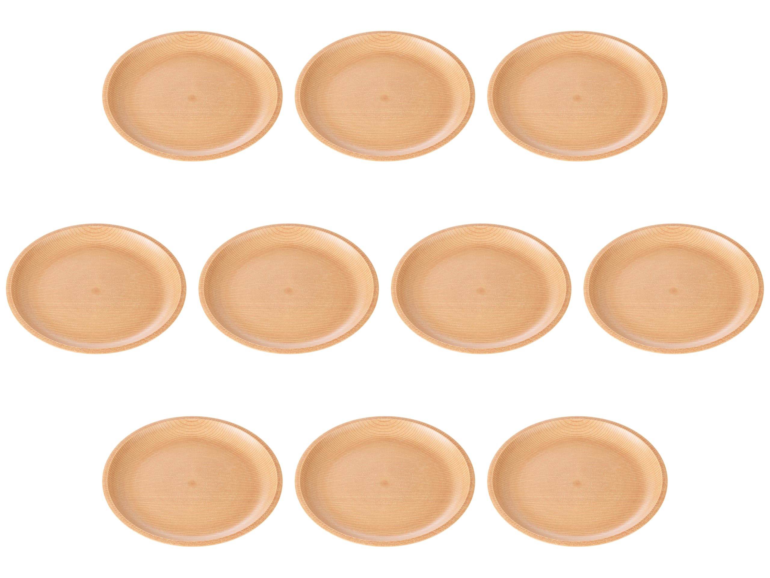 

Набор из 10 натуральных резных деревянных тарелок [18 x 2,8 см] Деревянные тарелки от Setomonohonpo