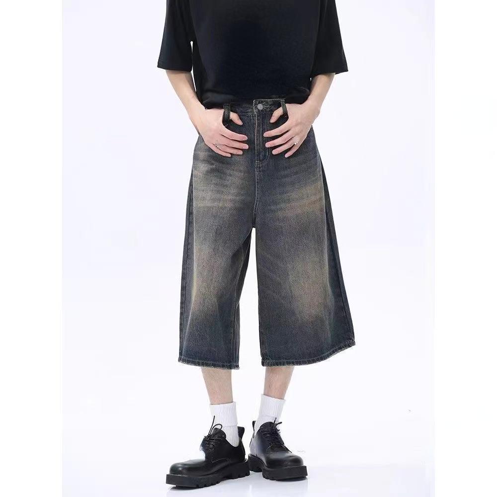 Y2k Retro Women Low Rise Jorts Brushed Black Wash Cropped Baggy Jeans Wide Leg Frayed Denim Short Pants Acubi Fashion