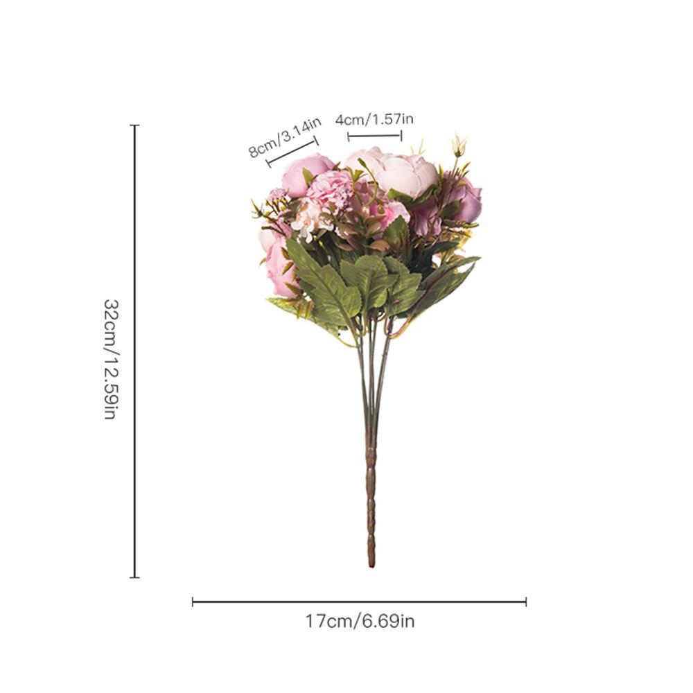 7 Head Rose Artificial Flowers 32cm Hydrangea Hybrid Bouquet Silk Fake Flower for Home Garden Wedding Decor, 1pc