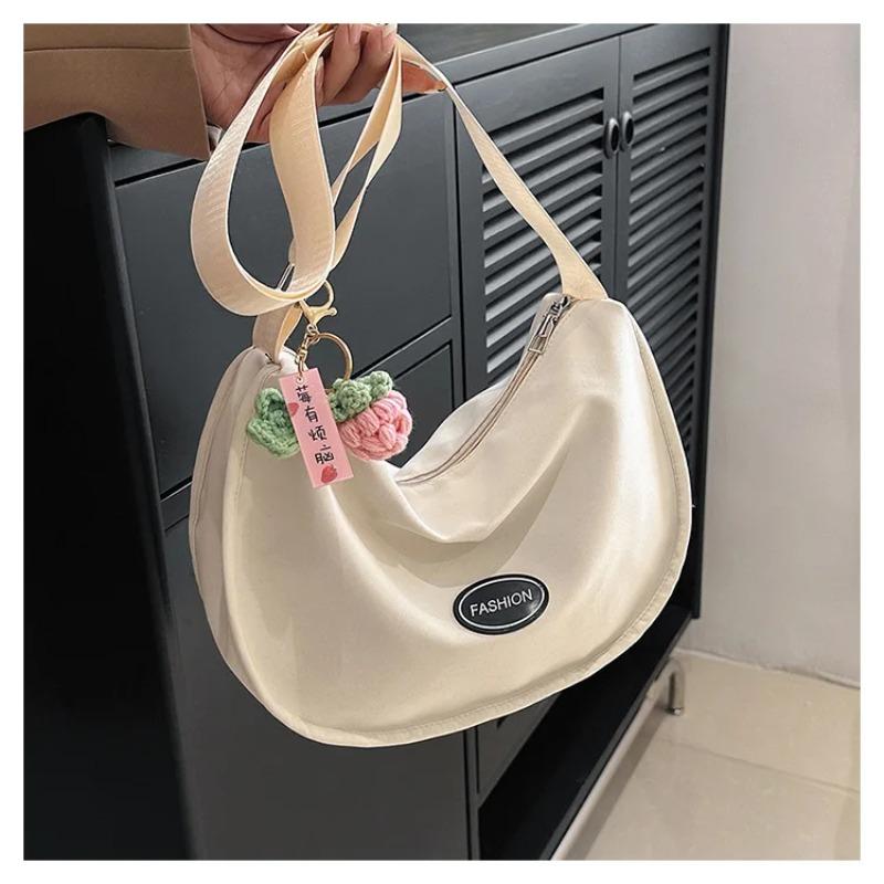 Simple Shoulder Bag with Pendant Fashi Handbags Women's New Glossy Dumpling Bags Niche Versatile Commuting Crossbody Bags