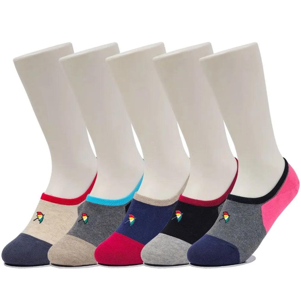 Arnold Palmer 5 Pairs Non-Slip Minimizing Slip-Off Women's Tricolor Cotton Socks SL002