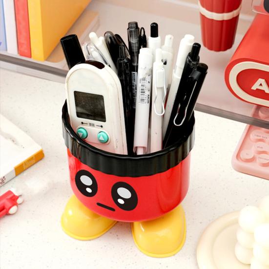 Simpatico Portapenne Cartone Animato con Piedini Grande Capacità Tondo Organizzatore da Scrivania per Materiale Scolastico e da Ufficio Scatola Decorativa Portaoggetti da Scrivania