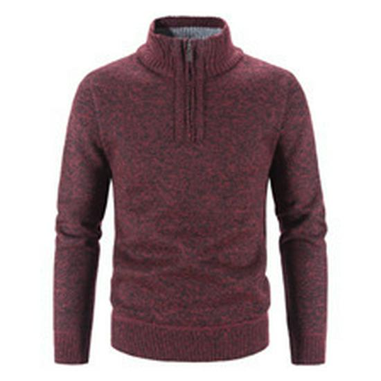 2026 Men's Fleece-Lined Thick Knit Cardigan Sweater, Solid Color, Plus Size, Autumn/Winter Collection