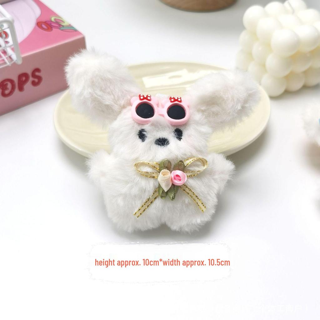 Flying Rabbit Plush Pendant: Cute Bow & Sunglasses Keychain - Perfect Small Gift or Souvenir