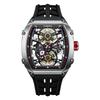 STARKING MIYOTA 6T15 Automatic Mechanical Watch Skeleton Dial Silicone Band Waterproof Luminous Tonneau Design Men's Wristwatch