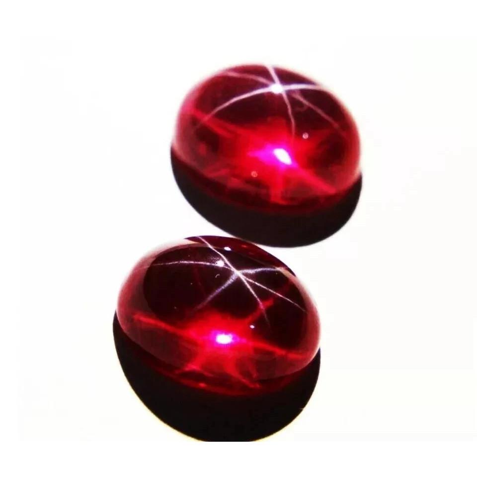 Stunning Natural Star Ruby Cabochon 6 Rays 16 Ct Pair Certified Loose Gemstone