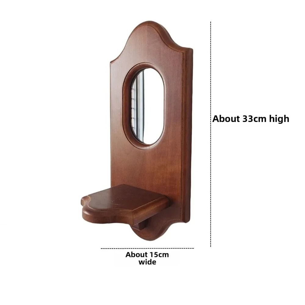 New Solid Wood Wall Mirror Shelves Wall Hanging Wall Mirror With Shelf Vintage Aromatherapy Candlestick Holder Wall Decoration