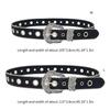 Large Eyelet Sequined Belt for Jeans Bead Trim PU Leather Belt Subculture Pants Belt Elegant Girl Clothing Waist Decors