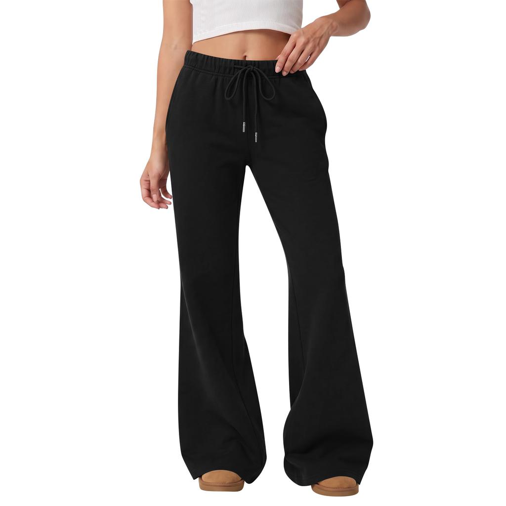 Women's Casual Lined Flared Wide Leg Sweatpants for Jogging and Lounging