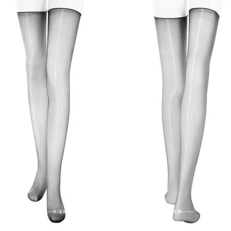 8D Oil Shiny Silky Transparent Medias Stretchy Nylon Thigh High Stockings Women Sexy Ultrathin Glossy Party Socks