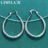 URMYLADY 925 Sterling Silver Oval Wave Earrings For Women Fashion Wedding Engagement Charm Jewelry