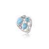 925 Sterling Silver Larimar & Blue Topaz Statement Ring – Handmade Ocean-Inspired Gemstone Jewelry, Girl's Blue Ring