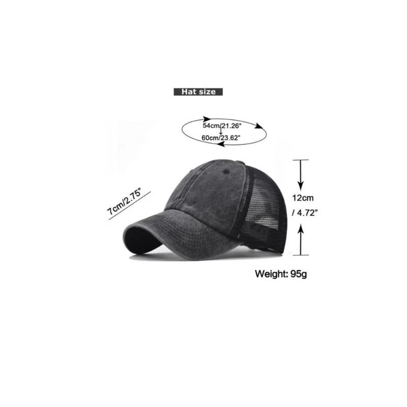 Unisex Washed Cotton Baseball Cap - Deep Crown Vintage Mesh Back Hat, Breathable Outdoor Adjustable Visor