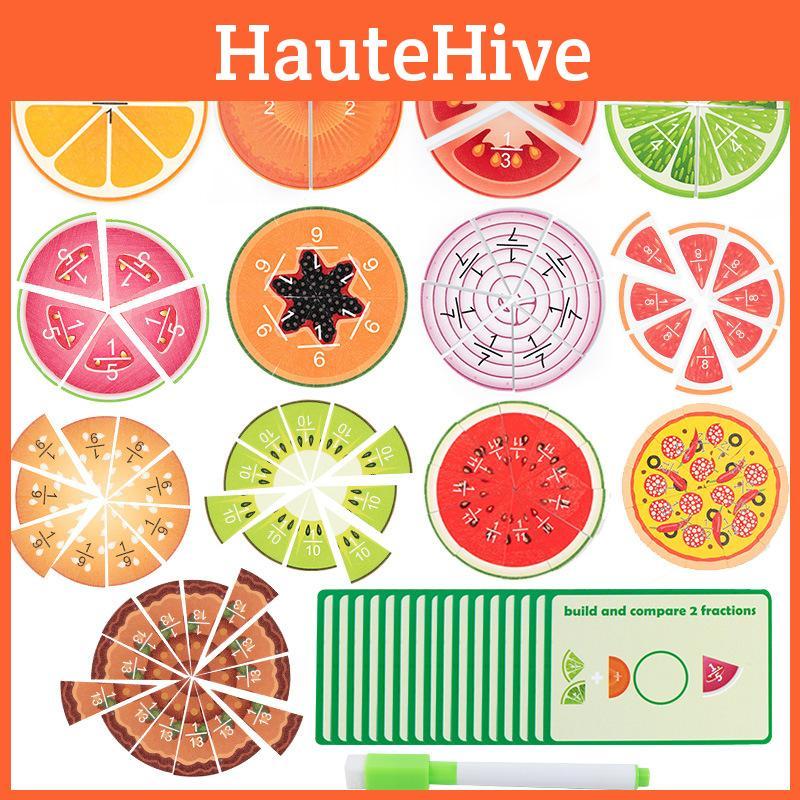 Fruit Educational Kids Fraction Board For Early Childhood Math Building Skills