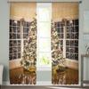 Christmas Tree Lights Christmas Theme Tulle Curtains For Living Room Decoration Modern Chiffon Sheer Voile Christmas Curtains