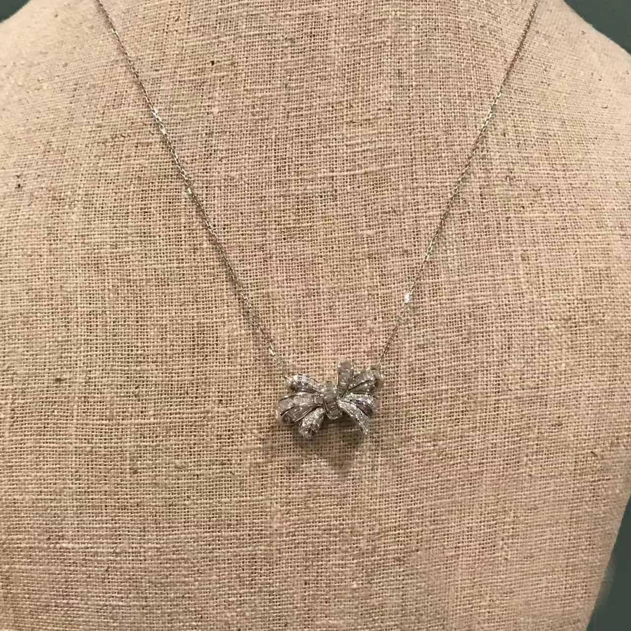 

Temperament Female Bowknot Full Aaa Zircon 2 Pieces Jewelry Sets Elegant Birthday Cocktail Pendant Necklace Earrings