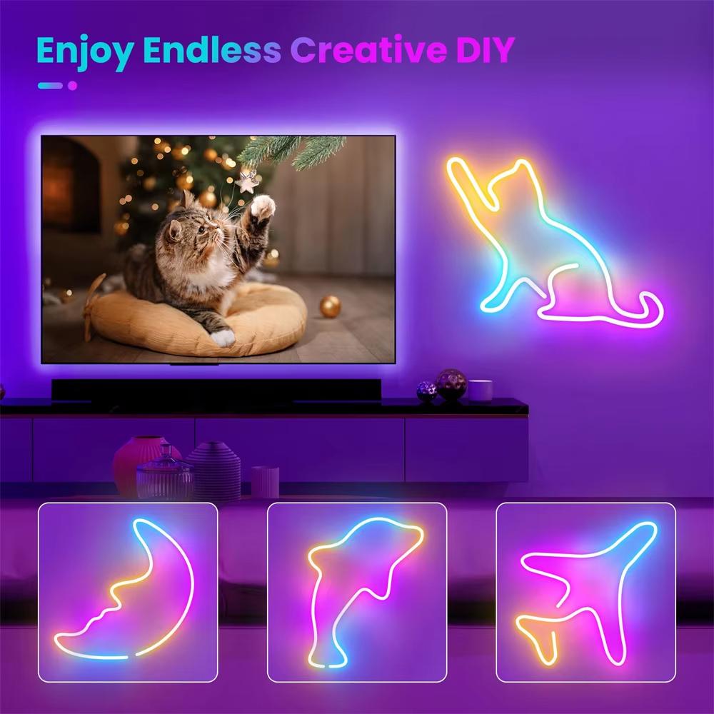 5V RGBIC Neon LED Strip Lights Gaming Ambient Lighting USB Flexible light strip TV Backlight Strips For Gaming Room Party Decor