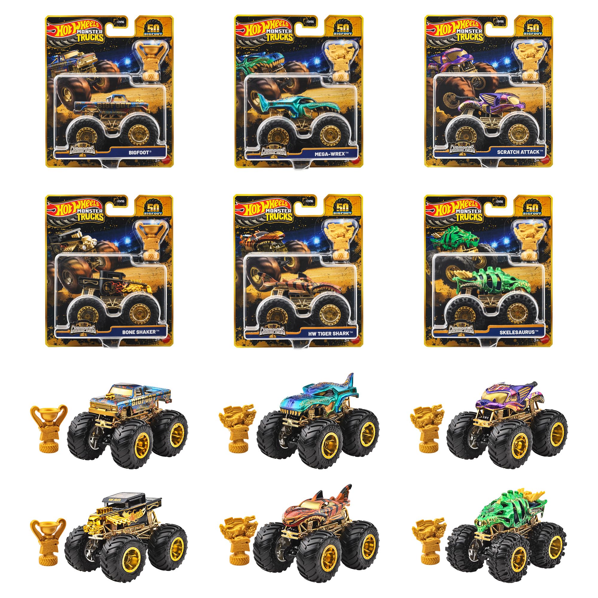 

Hot Wheels Монстр Трак Трофи Чемпион Ассортимент Транспорт Игрушка Мини Машинка 6 Машинок Коробка Продается Возраст 3 года и старше Мульти 986C-JDV96