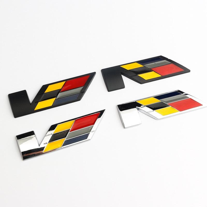 2pcs V Logo Metal 3D Car Sticker Badge Emblem Decal Car Styling Accessories