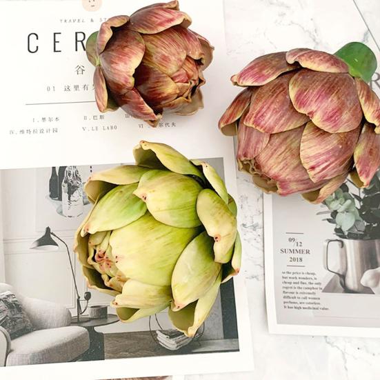 Artificial Artichoke Decoration Realistic Fake Vegetables Fruits Faux Artichoke Bowl Filler for Kitchen Home
