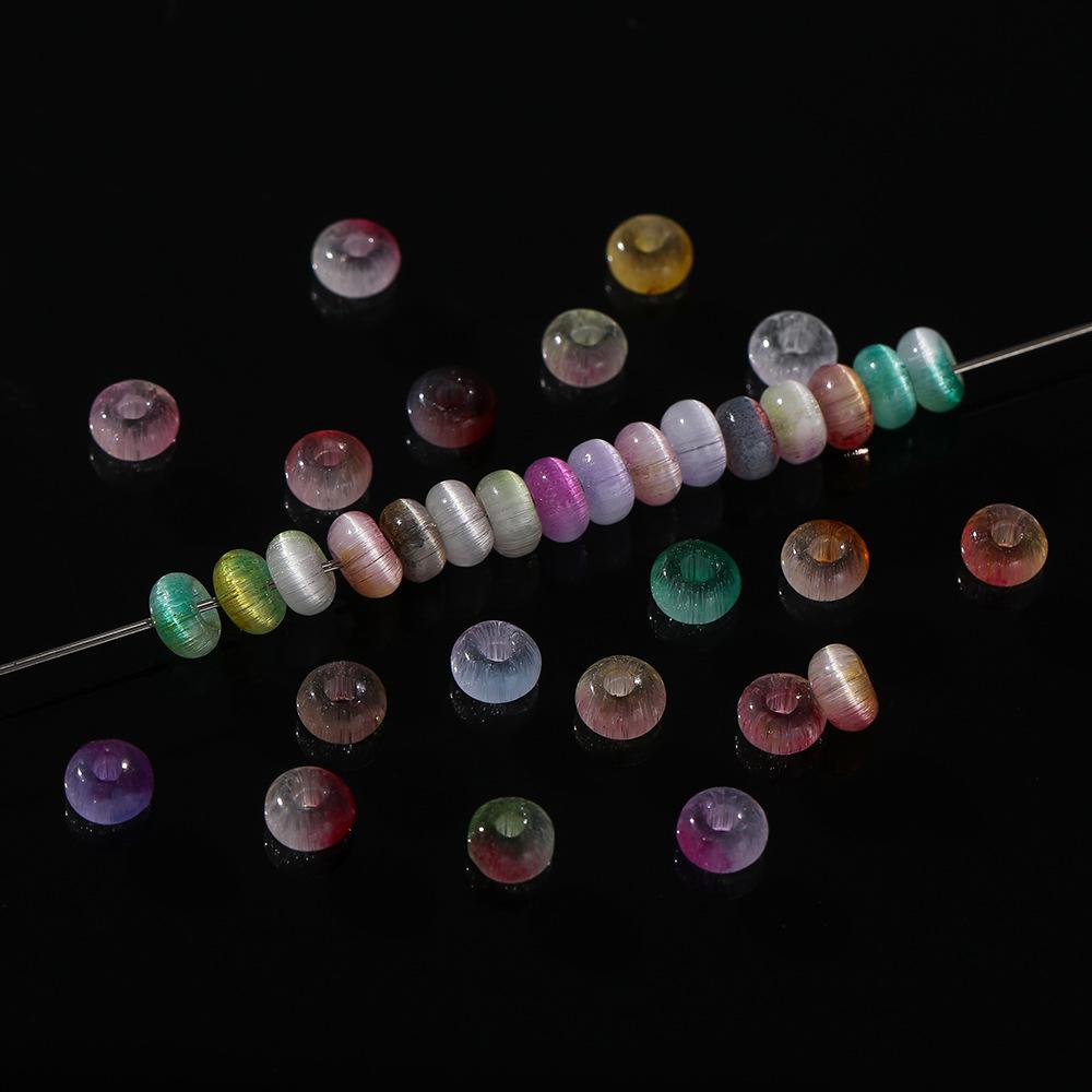 About 2 * 4mm Glass Two-color Cat's Eye Beads, DIY Bracelet Beaded Jewelry Accessories