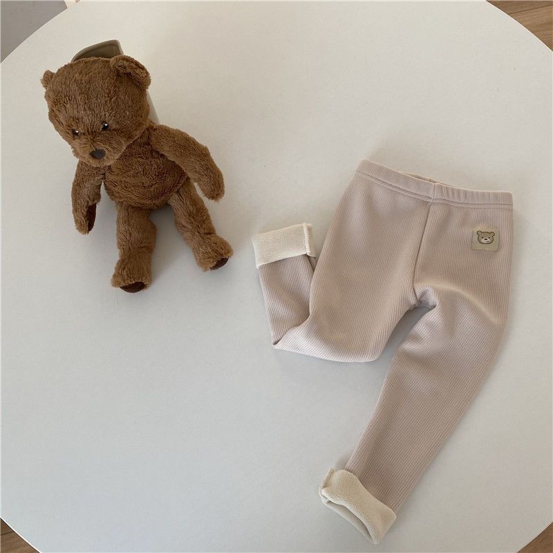 Unisex Kids' Plush Warmth Bottoms with Cartoon Patterns Ideal for Autumn and Winter Outdoor Activities Kids Pants