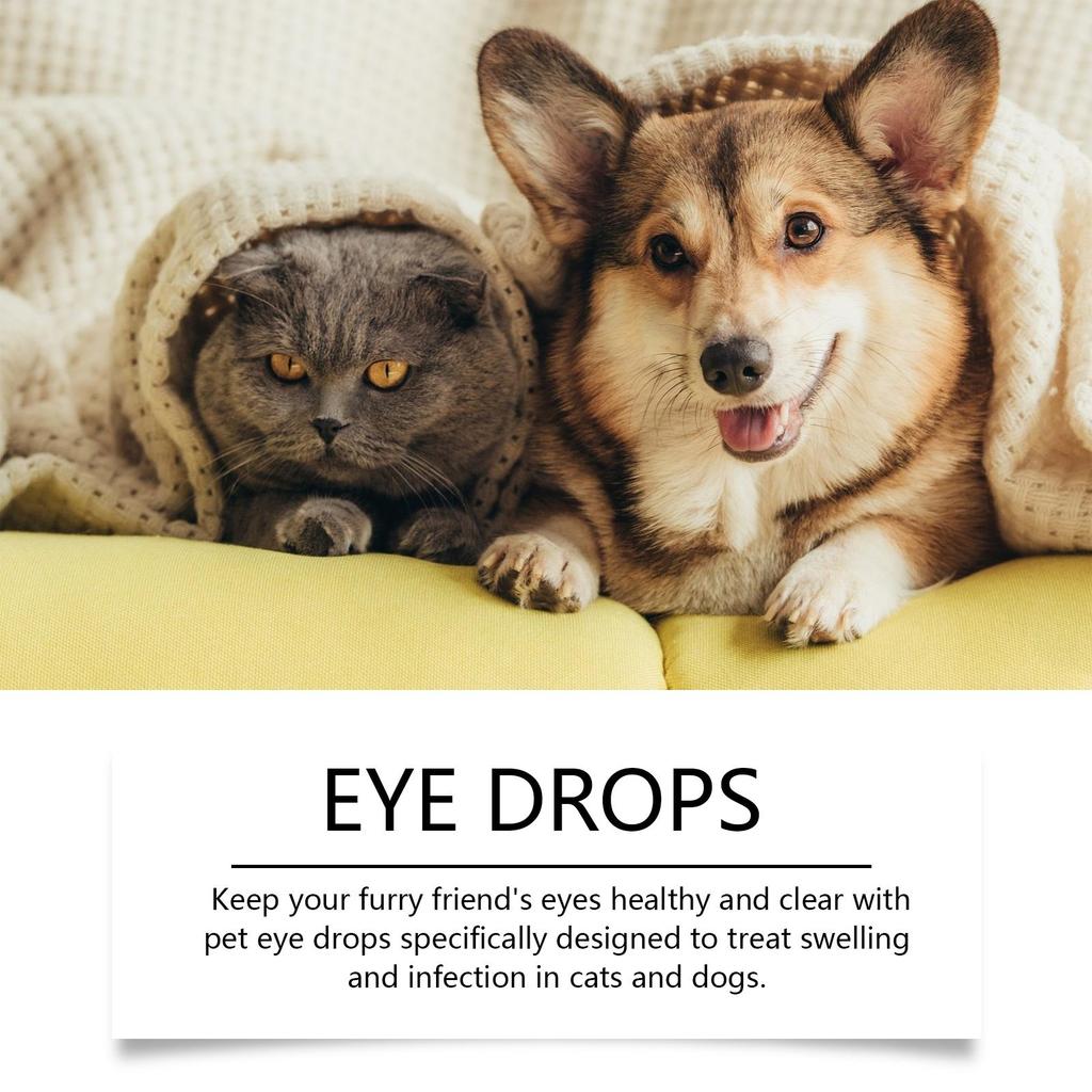 Yegbong pet eye drops, suitable for cats and dogs, removes tear stains, cleans eye discharge and eye gunk, pet eye care eye wash 30ml/box