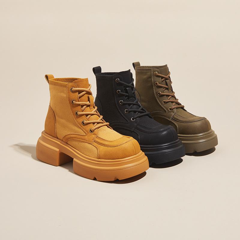 2025 autumn leather Martin boots women's Korean version of sardine cloth low tube women's short boots casual tooling boots women's locomotive boots