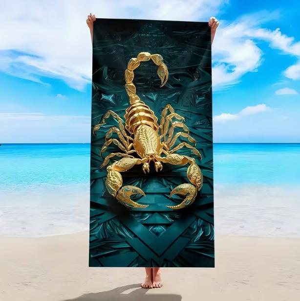 Shanika Chen Golden Scorpion Beach Towel Fashionable And Comfortable Suitable For Beach Fun Towel Towel Suitable For Surfing Swimming Towel