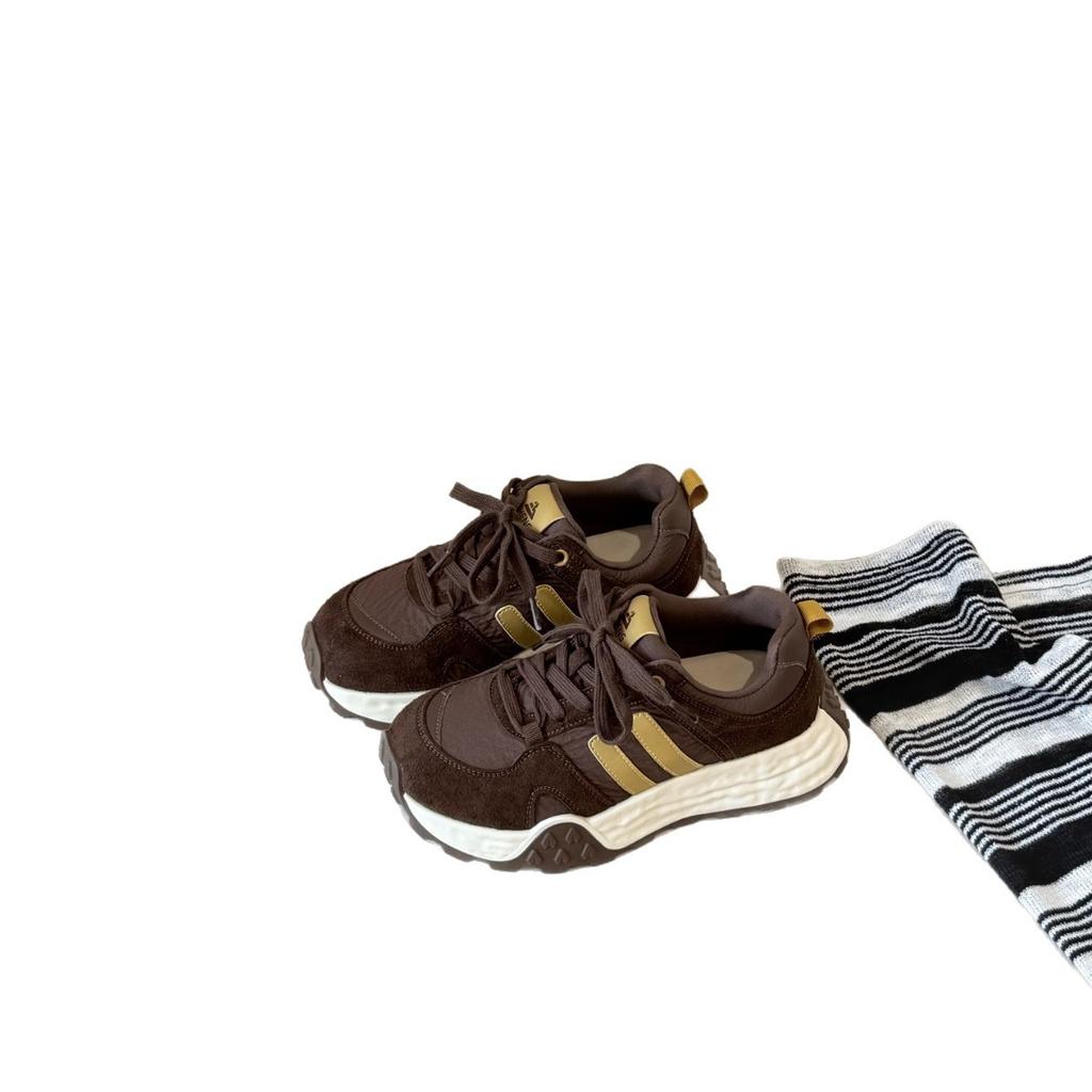 European Station 2025 Autumn New Leather Platform Height Increasing Dad Shoes Women's Fashion Versatile Casual Sports Forrest Gump Shoes