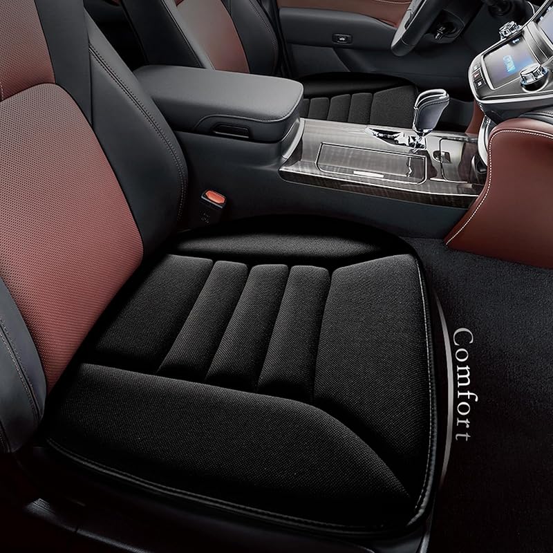 Kingphenix Car Seat Cushion With 1.2Inch Comfort Memory Foam, Seat Cushion For Car And Office Chair (Black)