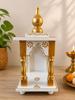 Holztempel für Zuhause | Weiß & Gold Mini Pooja Mandir I Handgefertigter Gebetsschrein