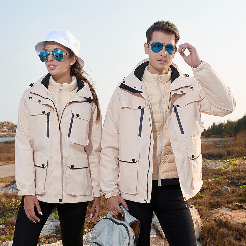 Unisex 3-in-1 Waterproof Down Jacket with Detachable Fleece Liner for Autumn/Winter Mountaineering