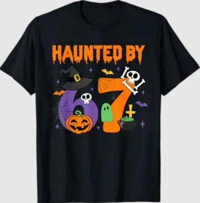 Haunted by 67 – Funny Six Seven Meme 6 7 Halloween Costume T-Shirt M