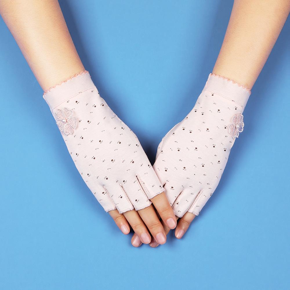 Sunscreen Half Finger Gloves for Women Thin Breathable Summer Anti Slip Manicure UV Cycling Driving Gloves