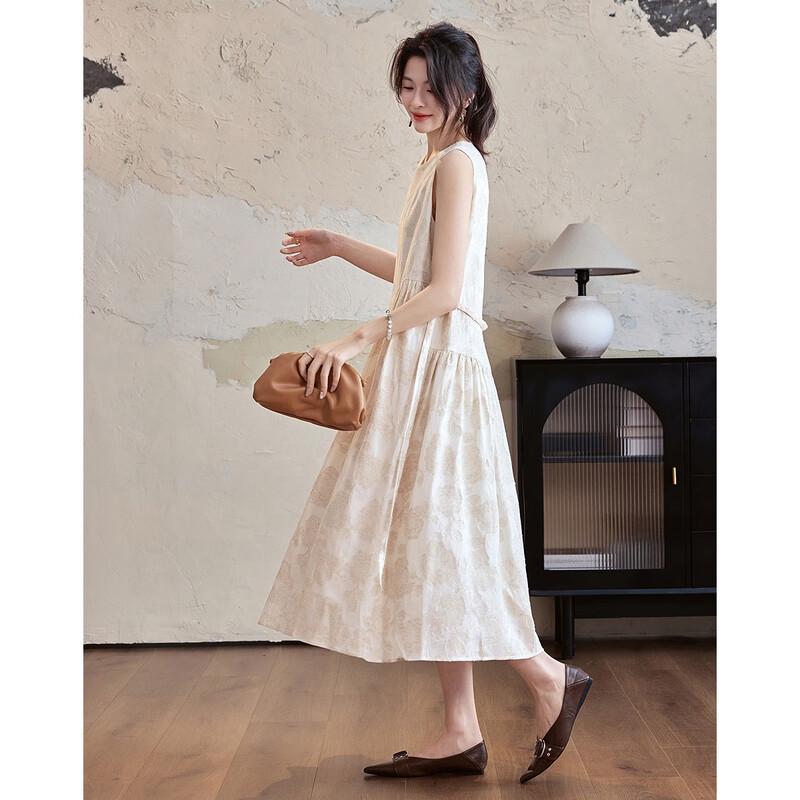 De Mana Summer Artistic Jacquard Sleeveless A-Line Dress