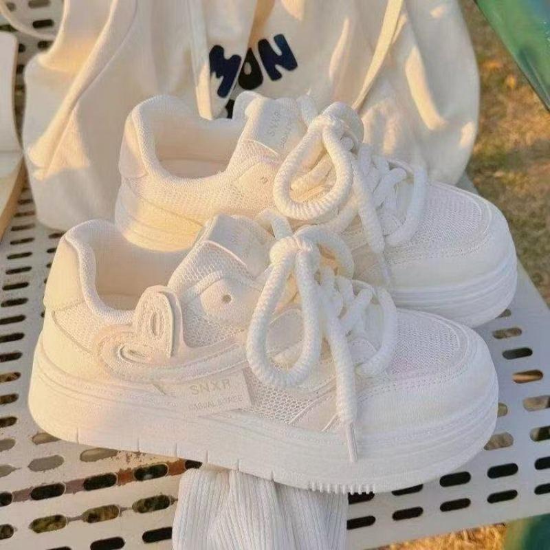 

Платформенные белые женские весенне-летние новые сетчатые повседневные студенческие спортивные кеды на шнуровке женские 40