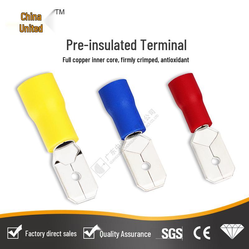 Blue Insulated Spade Terminal Lug, Cold Crimp, Pre-insulated Connector (2-110)
