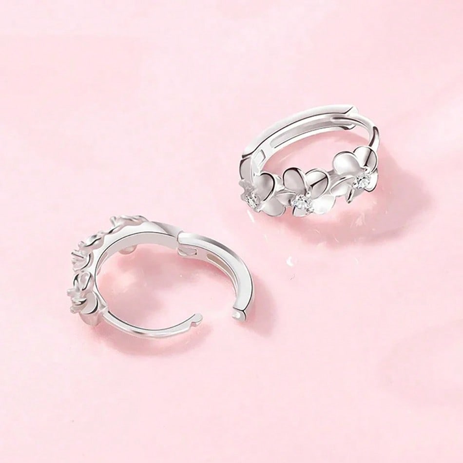 Kolczyk Koło Mały Kwiat Róży Platerowany Srebrem Próby 925 Cyrkonia AAA dla Kobiet Damski Urok Zaręczyny Ślub Biżuteria