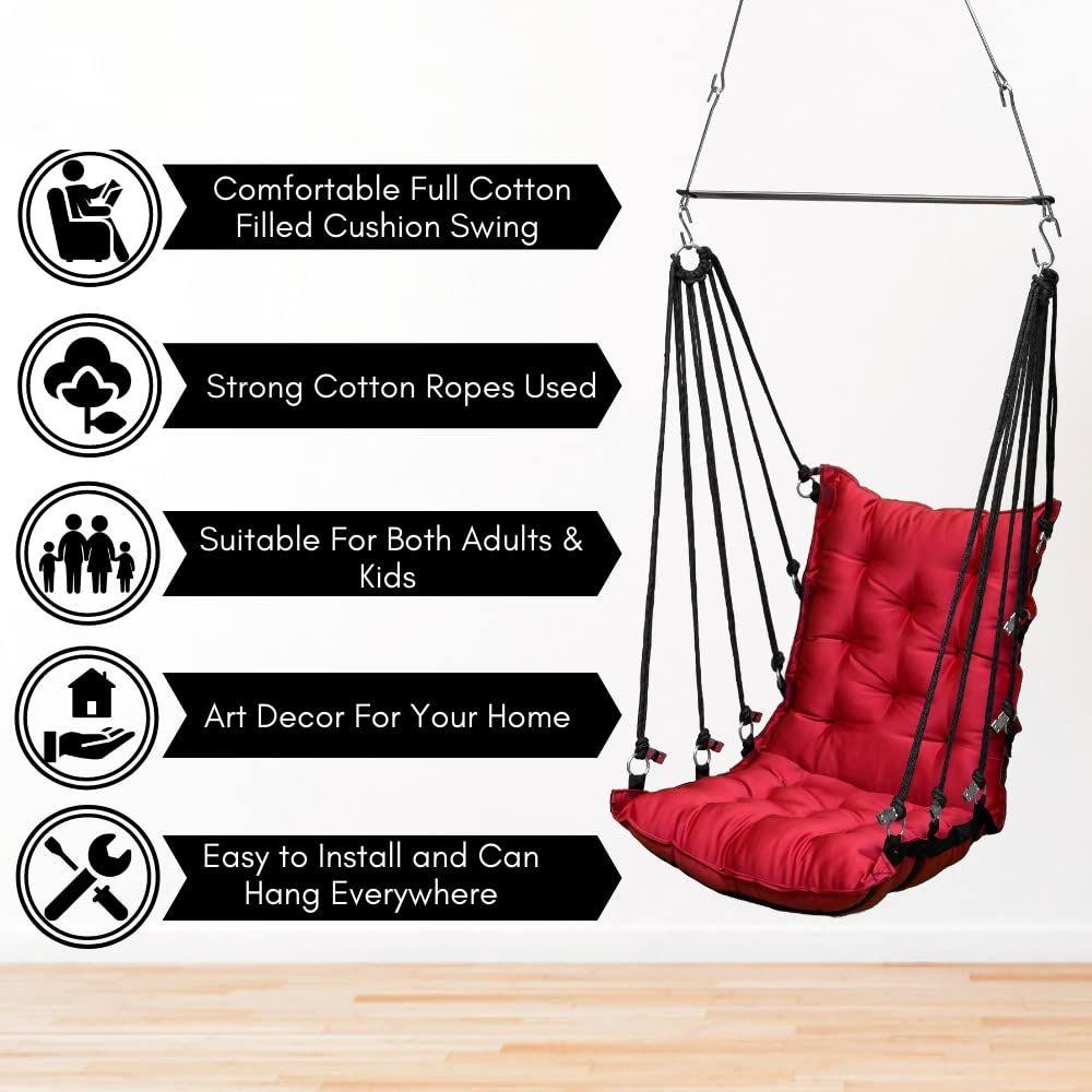 Large Soft Leather Velvet Hammock Hanging Cotton Swing Chair/Jhula For Adults For Indoor/Outdoor, Home, Balcony,,200 Kgs