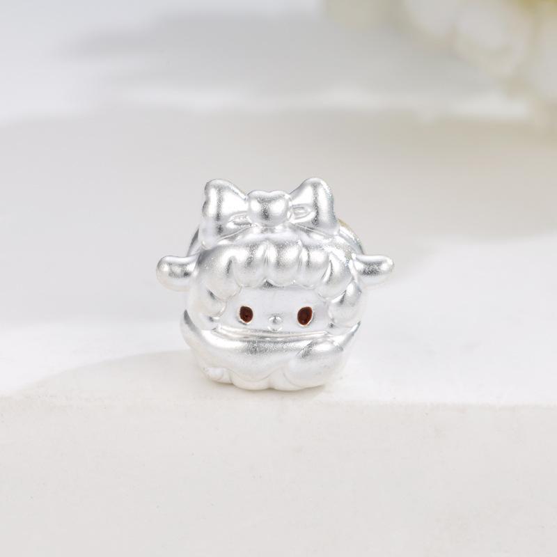 Sterling Silver 999 Afternoon Tea Little Sheep Beads - Handmade DIY Accessories серебряный