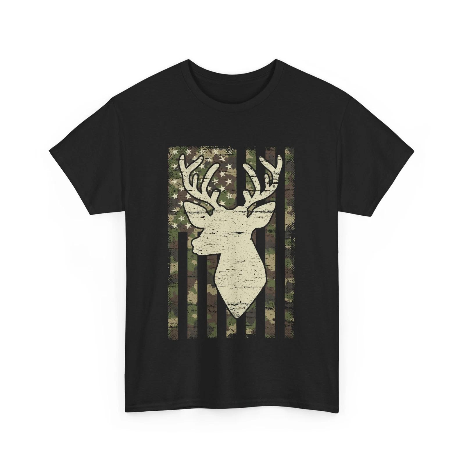 Deer Hunting Shirt, Hunting Season Deer Hunting American Flag Camo Shirt XL