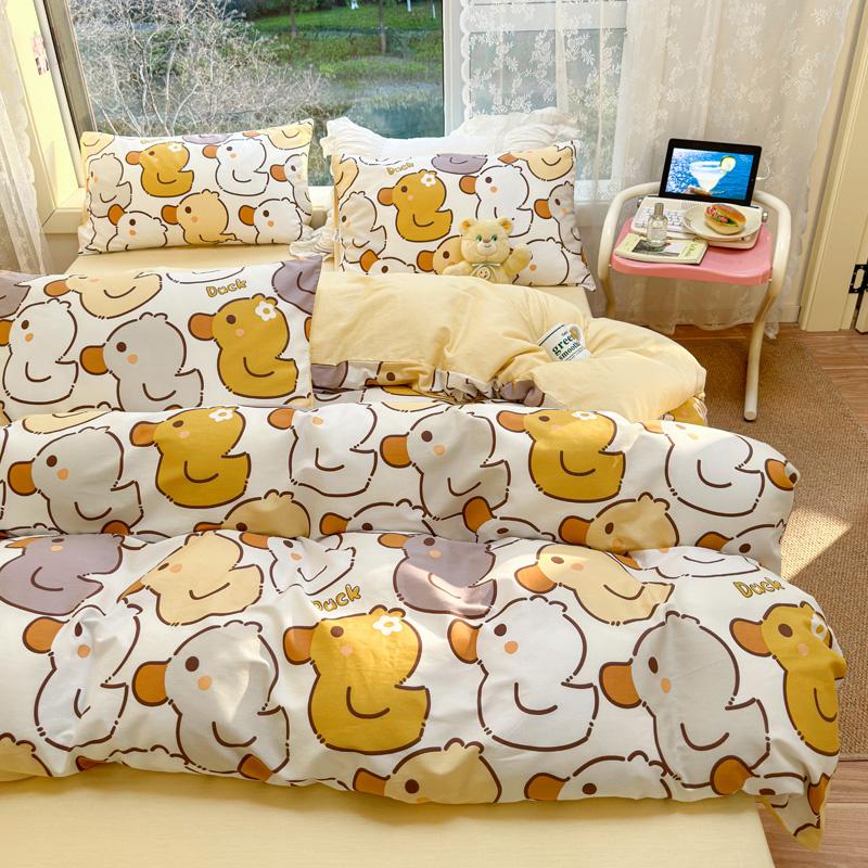 High Quality 100% Cotton Fabric Small Fresh Printed Duvet Cover 200x230 Bedding 1 Single/Double Bed Breathable and Skin Friendly
