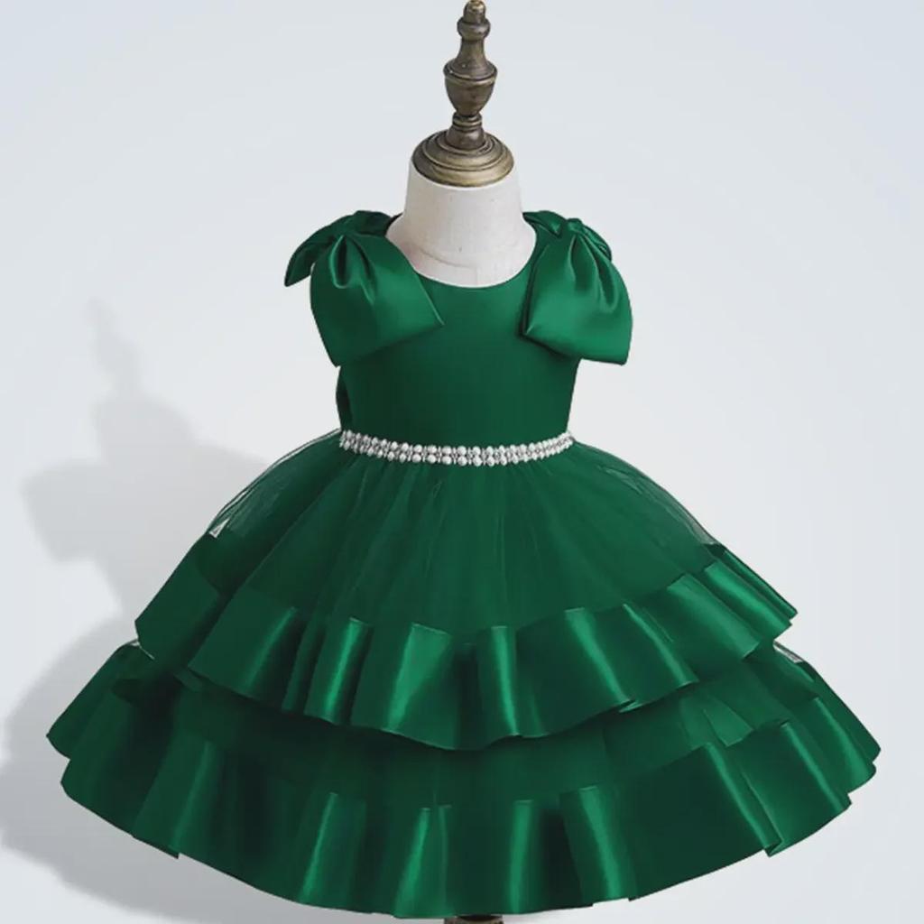 Rochie de petrecere pufoasă din plasă cu fundă mare pentru fete