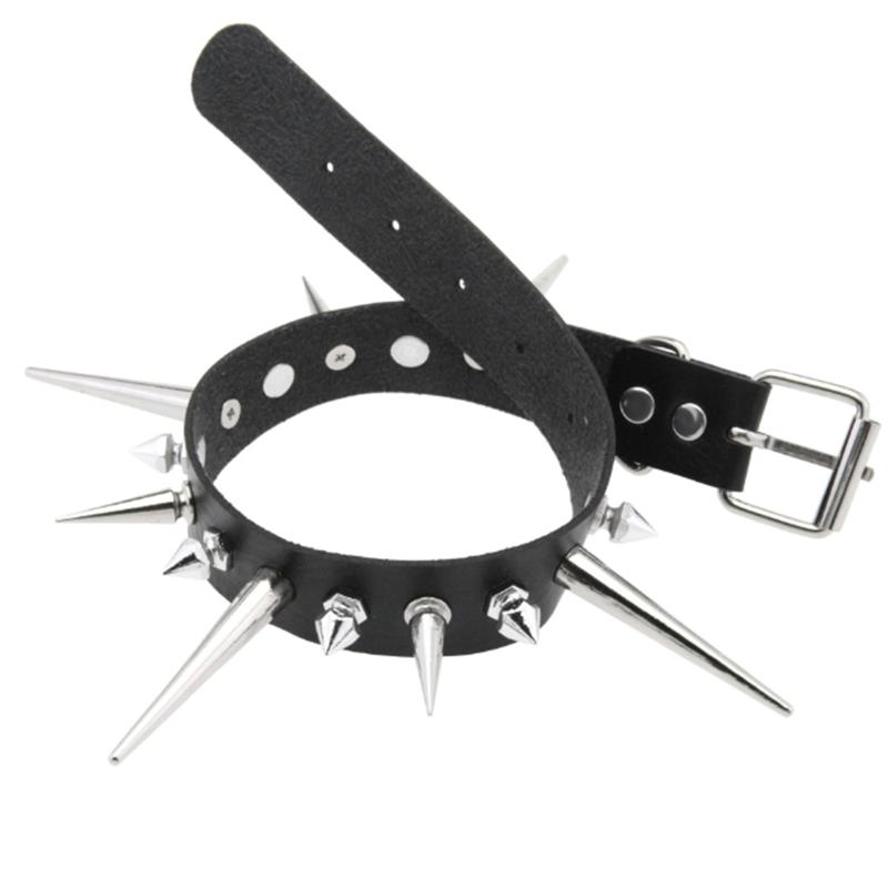 1Pc Punk Women Harajuku Heart Religion Cross PU Leather Choker Necklaces Punk Gothic Spike Rivet Collares Bell Torques Jewelry
