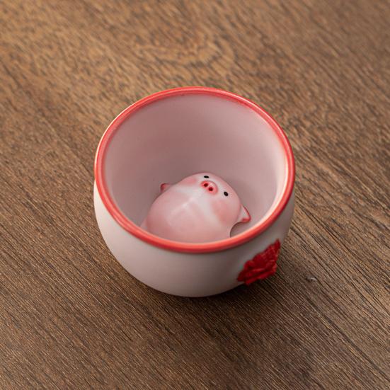 Liegendes Schwein Bubble Tea Tasse Handgefertigte Keramiktasse mit lustigem Blasenblas-Schwein Tee-Haustier Einzigartiges Geschenk für Teeliebhaber & Heimdeko