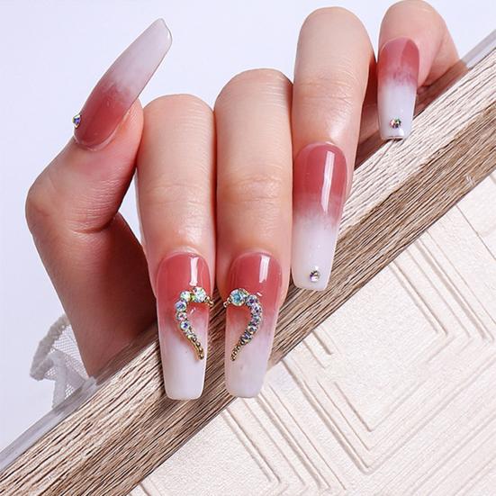 6Pcs Nail Rhinestone Flat Bottom High Brightness Non-Drop Half Heart Nail Art Charms