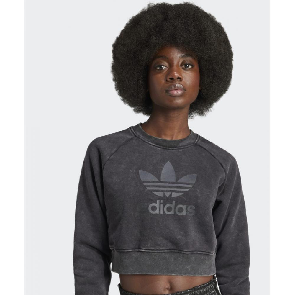 Adidas Washed Cropped Sweatshirt   Black Iw5559