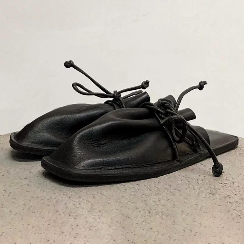 Fashion Sqaure Head Solid Color Women Slippers Fashion Flats Summer Sling back Ladies Shoes Elegant Low Heels Zapatos Mujer