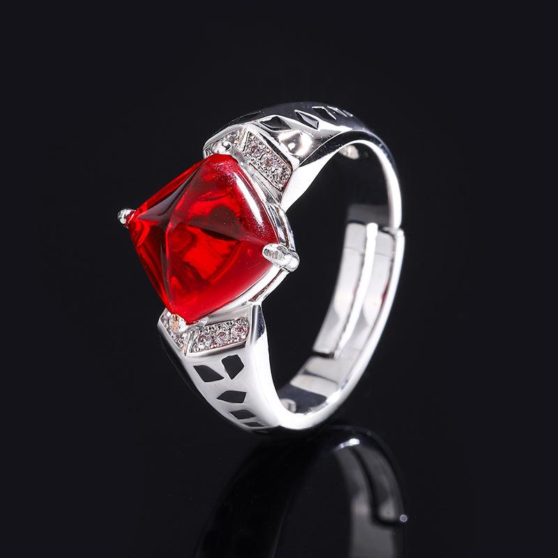 Jewelry Artificial Color Treasure Sugar Tower Ring Square Diamond Sapphire Ring Turquoise Ring